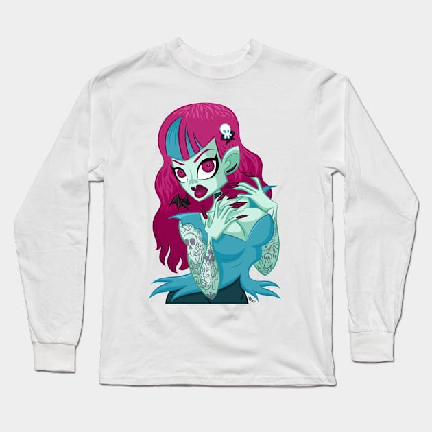 Undead Girl Long Sleeve T-Shirt by nocturnallygeekyme